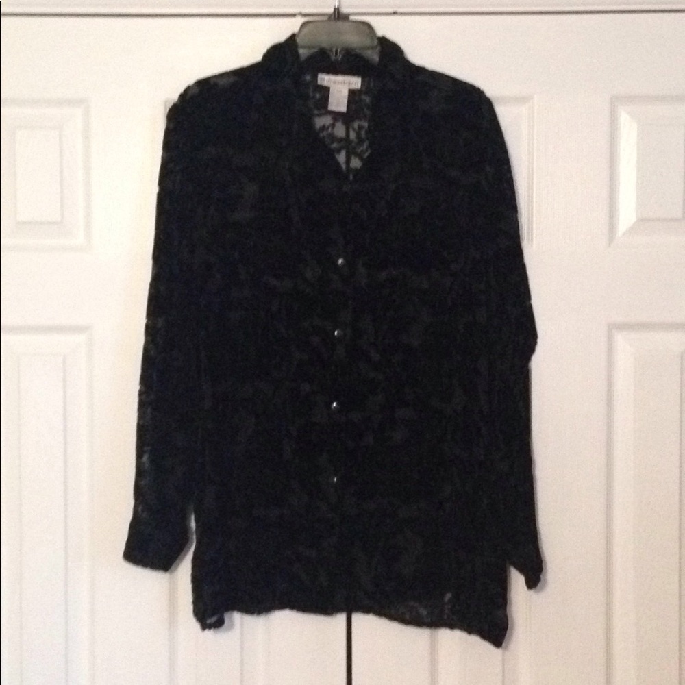Black burn out velvet blouse